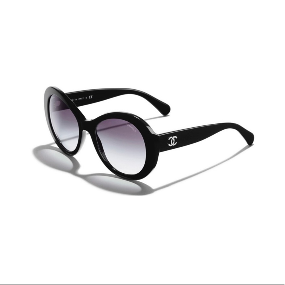 CHANEL Oval Black Sunglasses